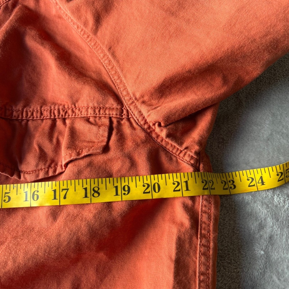 LOFT Ann Taylor Burnt Orange Linen Cotton Utility Parka Hooded Jacket Womens L - Picture 5 of 9
